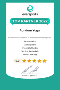 Eversports Auszeichung Bester Partner Rundum Yoga 2022